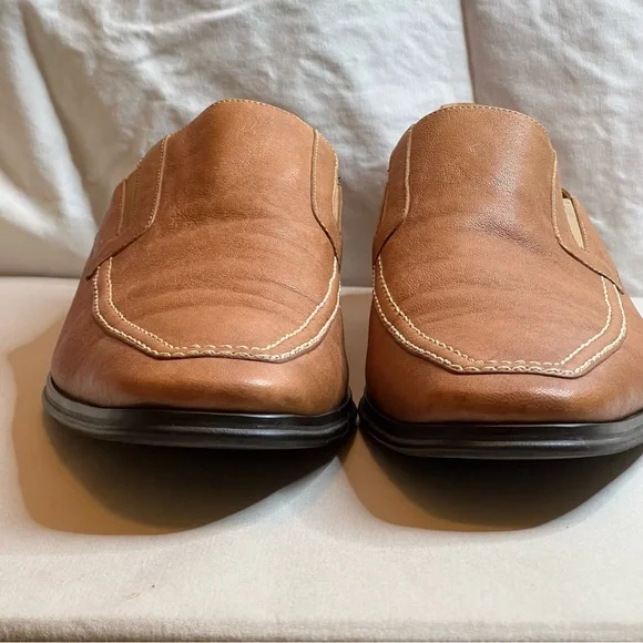 Bruno Magli Raging Collection Made in Italy Tan Leather Loafers Sz 13 Summer - Picture 9 of 16